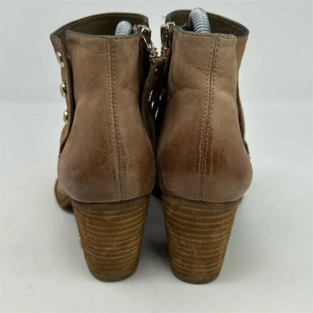 Sam Edelman Mariella Nutmeg Brown Leather Ankle Booties Size 7.5 Casual